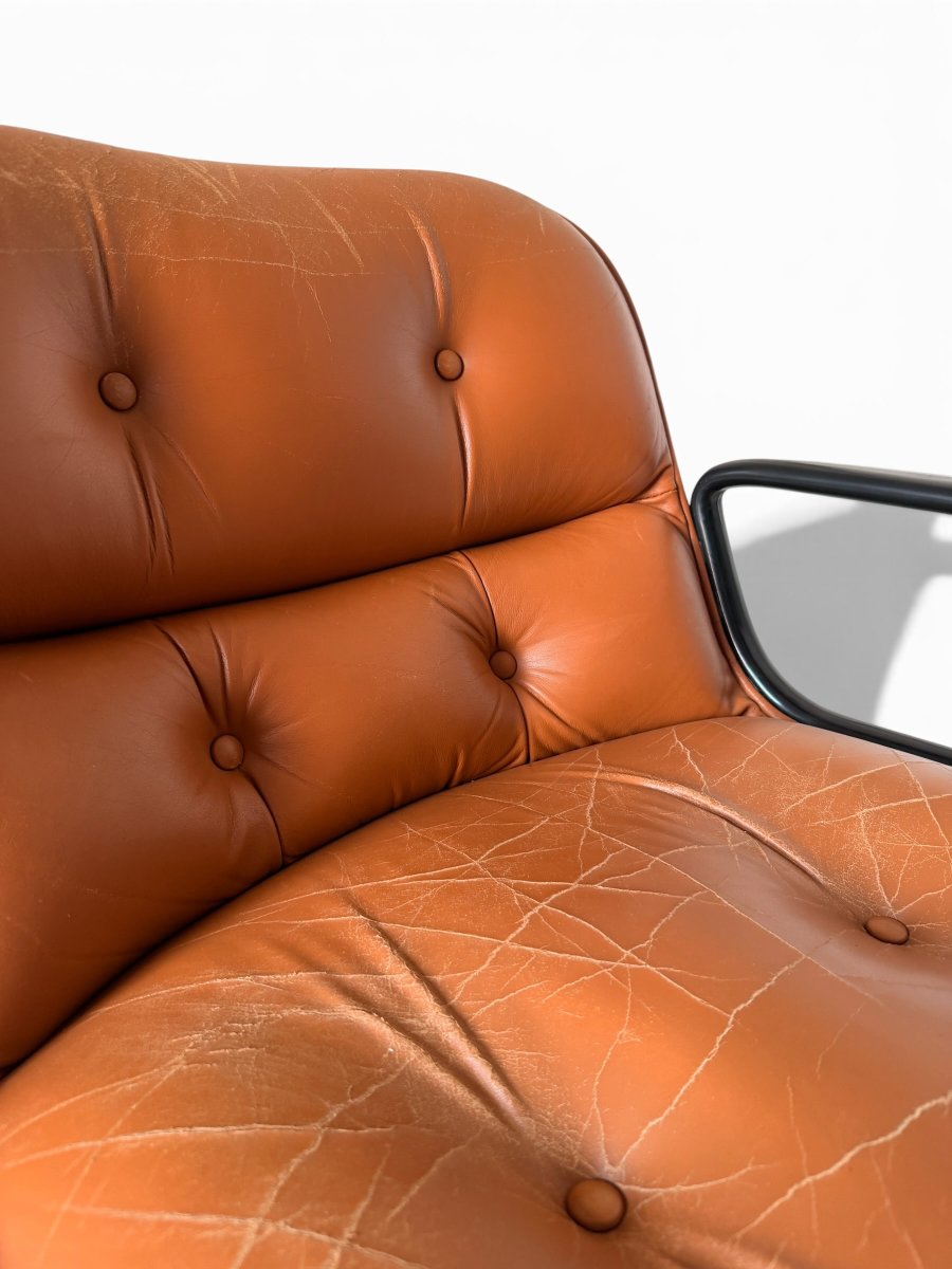 Fauteuil "Executive" par Charles Pollock pour Knoll, Cuir Camel-photo-4