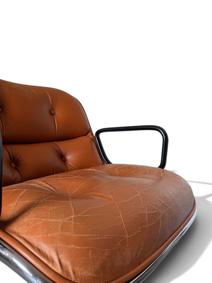 Fauteuil "Executive" par Charles Pollock pour Knoll, Cuir Camel-photo-5