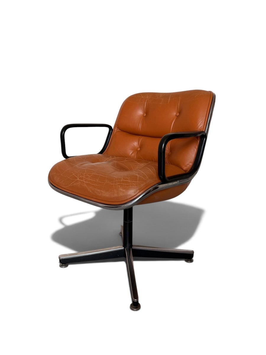 Fauteuil "Executive" par Charles Pollock pour Knoll, Cuir Camel