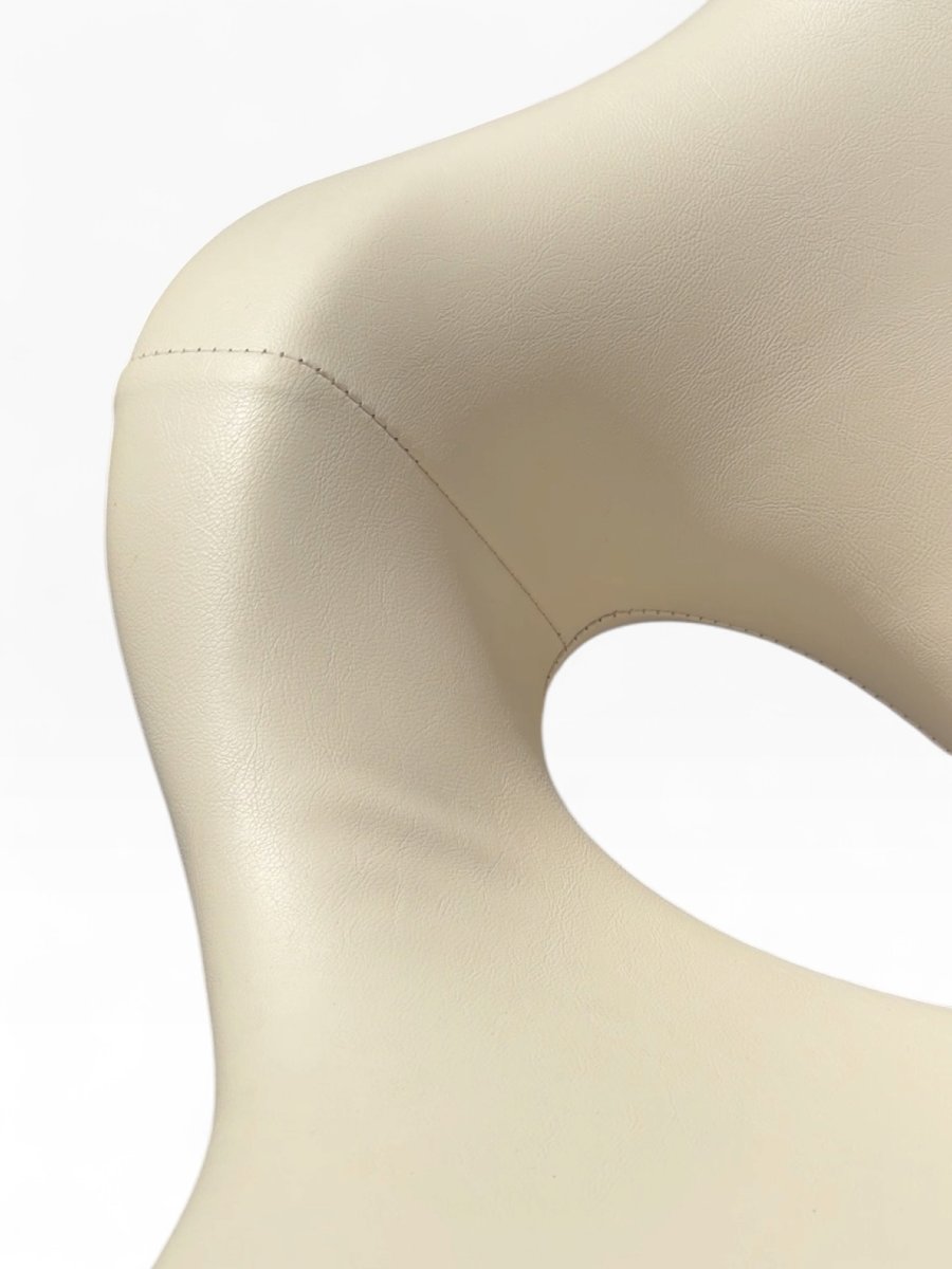 Set Of 4 "scimitar" Armchairs Attributed To Boris Tabacoff—chrome-plated Steel And White Leather, 1970-photo-5