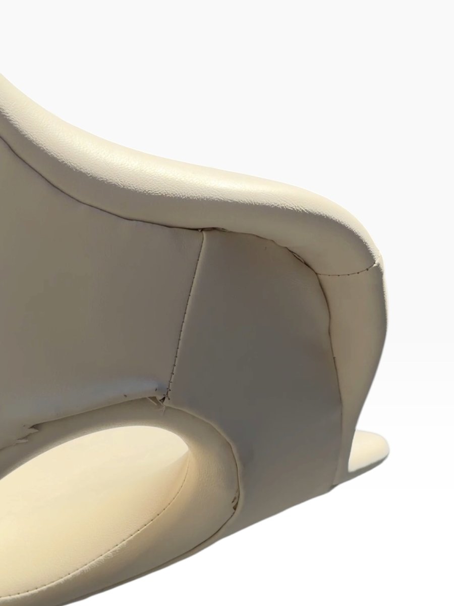 Set Of 4 "scimitar" Armchairs Attributed To Boris Tabacoff—chrome-plated Steel And White Leather, 1970-photo-8
