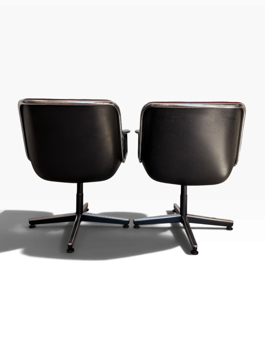 Pair Of Executive Armchairs, Charles Pollock For Knoll, Leather, 1960s-photo-1