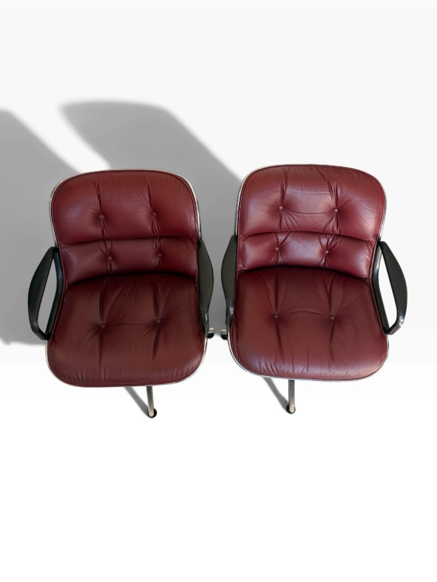 Pair Of Executive Armchairs, Charles Pollock For Knoll, Leather, 1960s-photo-2
