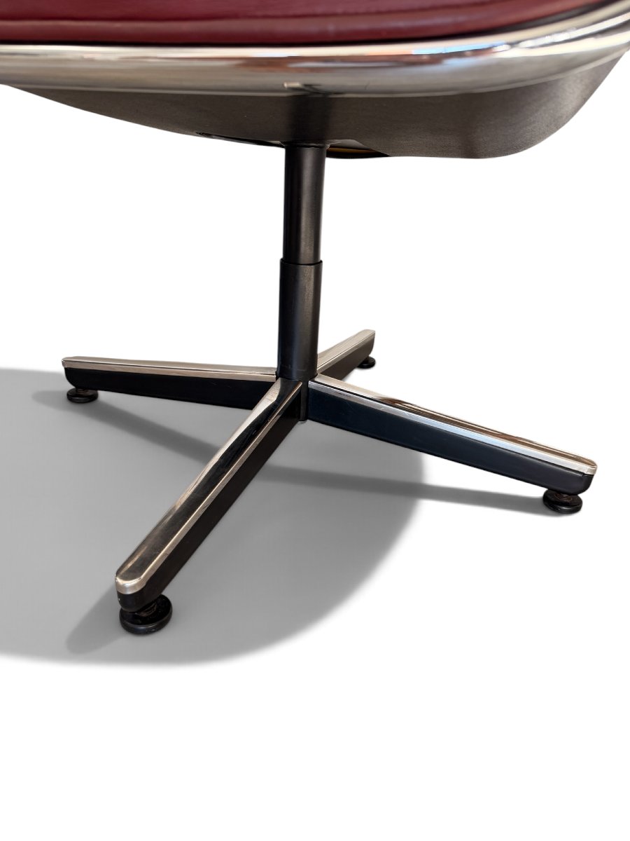 Pair Of Executive Armchairs, Charles Pollock For Knoll, Leather, 1960s-photo-5