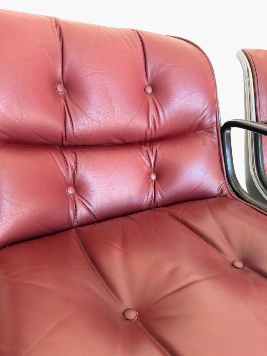 Pair Of Executive Armchairs, Charles Pollock For Knoll, Leather, 1960s-photo-6