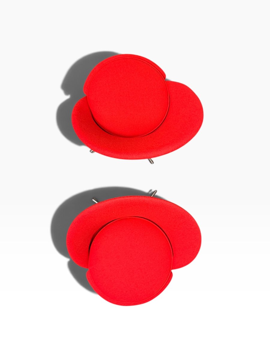 Paire de fauteuils Cone Chair, Verner Panton pour Vitra, tissu rouge-photo-1