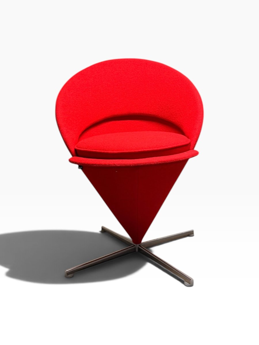 Paire de fauteuils Cone Chair, Verner Panton pour Vitra, tissu rouge-photo-5