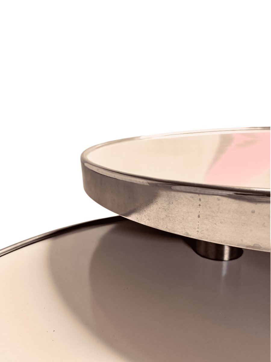 Ivory-toned Coffee Table With Three Swiveling Trays, Maria Pergay, Circa 1970-photo-6