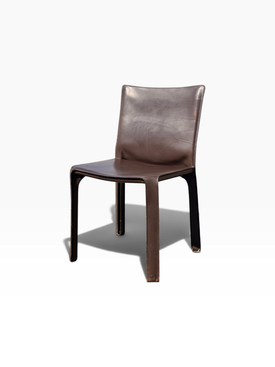 Cab 412 Chair, Designed By Mario Bellini For Cassina, Brown Leather