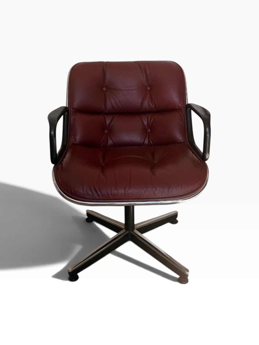 Charles Pollock Executive Armchair For Knoll, Burgundy Leather-photo-2