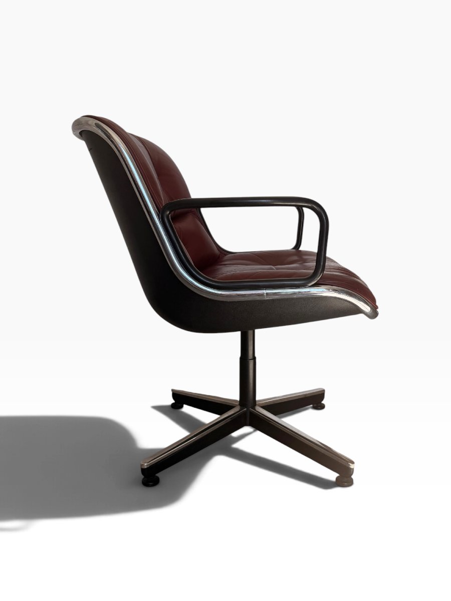 Charles Pollock Executive Armchair For Knoll, Burgundy Leather-photo-3
