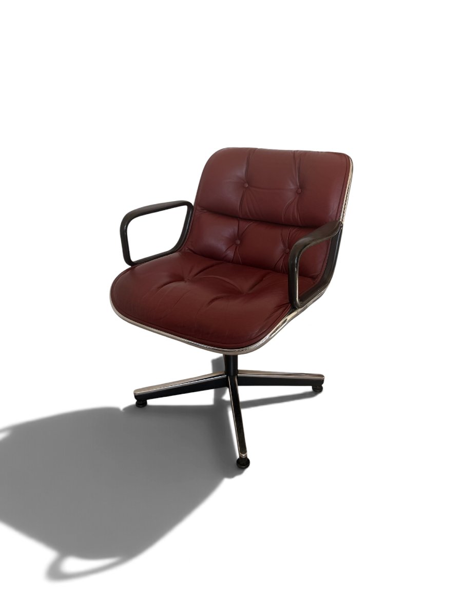 Charles Pollock Executive Armchair For Knoll, Burgundy Leather