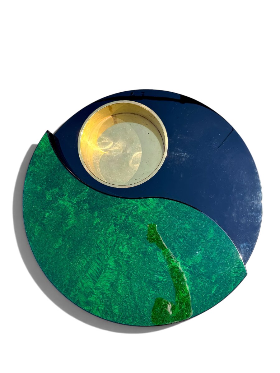 Yin Yang Swivel Coffee Table By Willy Rizzo, Brass And Glass, 1970s-photo-1