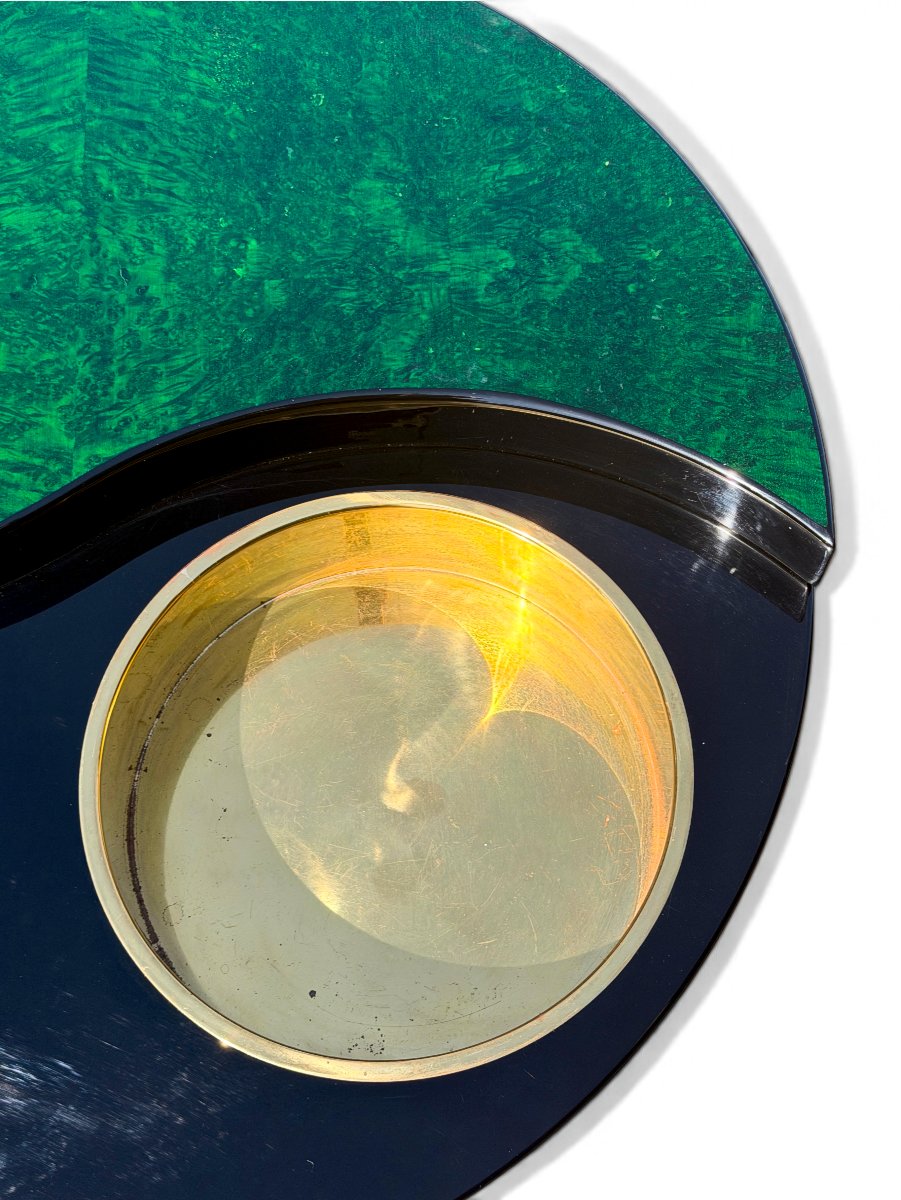 Yin Yang Swivel Coffee Table By Willy Rizzo, Brass And Glass, 1970s-photo-2