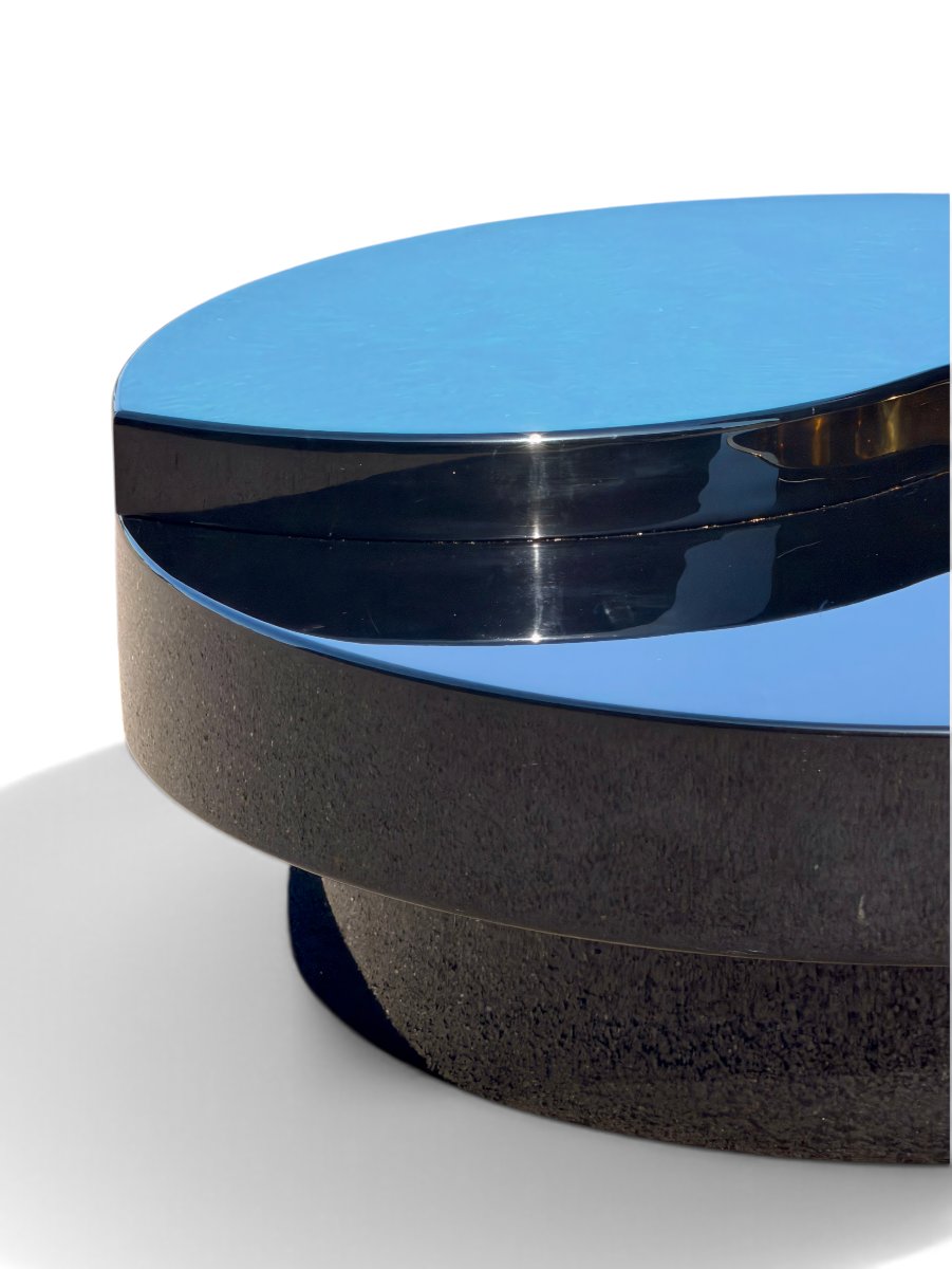 Yin Yang Swivel Coffee Table By Willy Rizzo, Brass And Glass, 1970s-photo-5