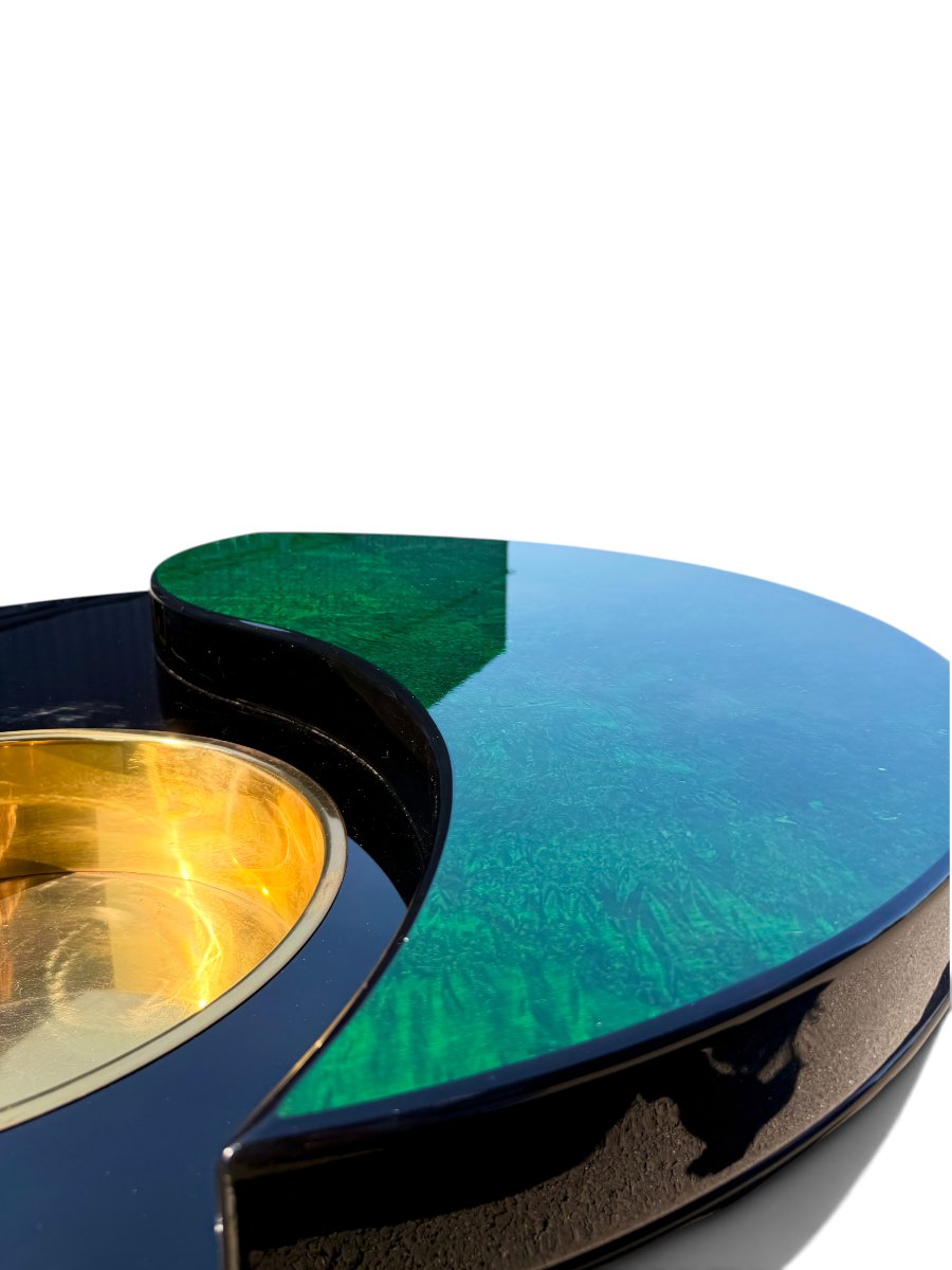 Yin Yang Swivel Coffee Table By Willy Rizzo, Brass And Glass, 1970s-photo-7