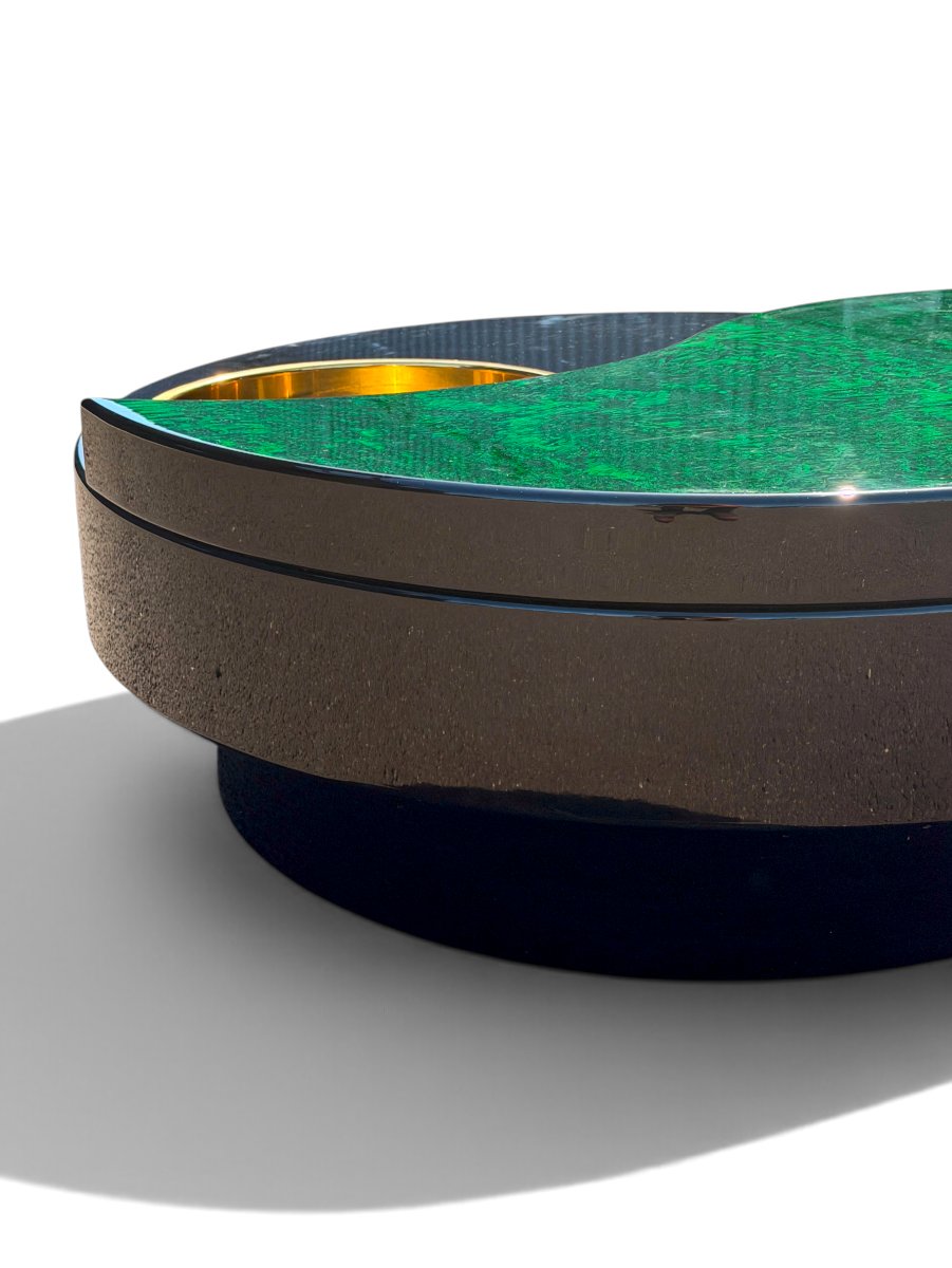 Yin Yang Swivel Coffee Table By Willy Rizzo, Brass And Glass, 1970s-photo-8