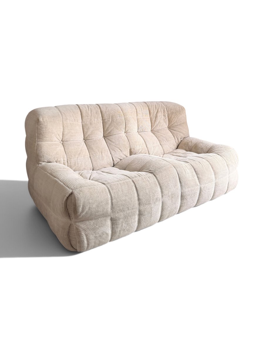 Canapé Kashima 2 places de Michel Ducaroy, velours écru, édition Ligne Roset-photo-2