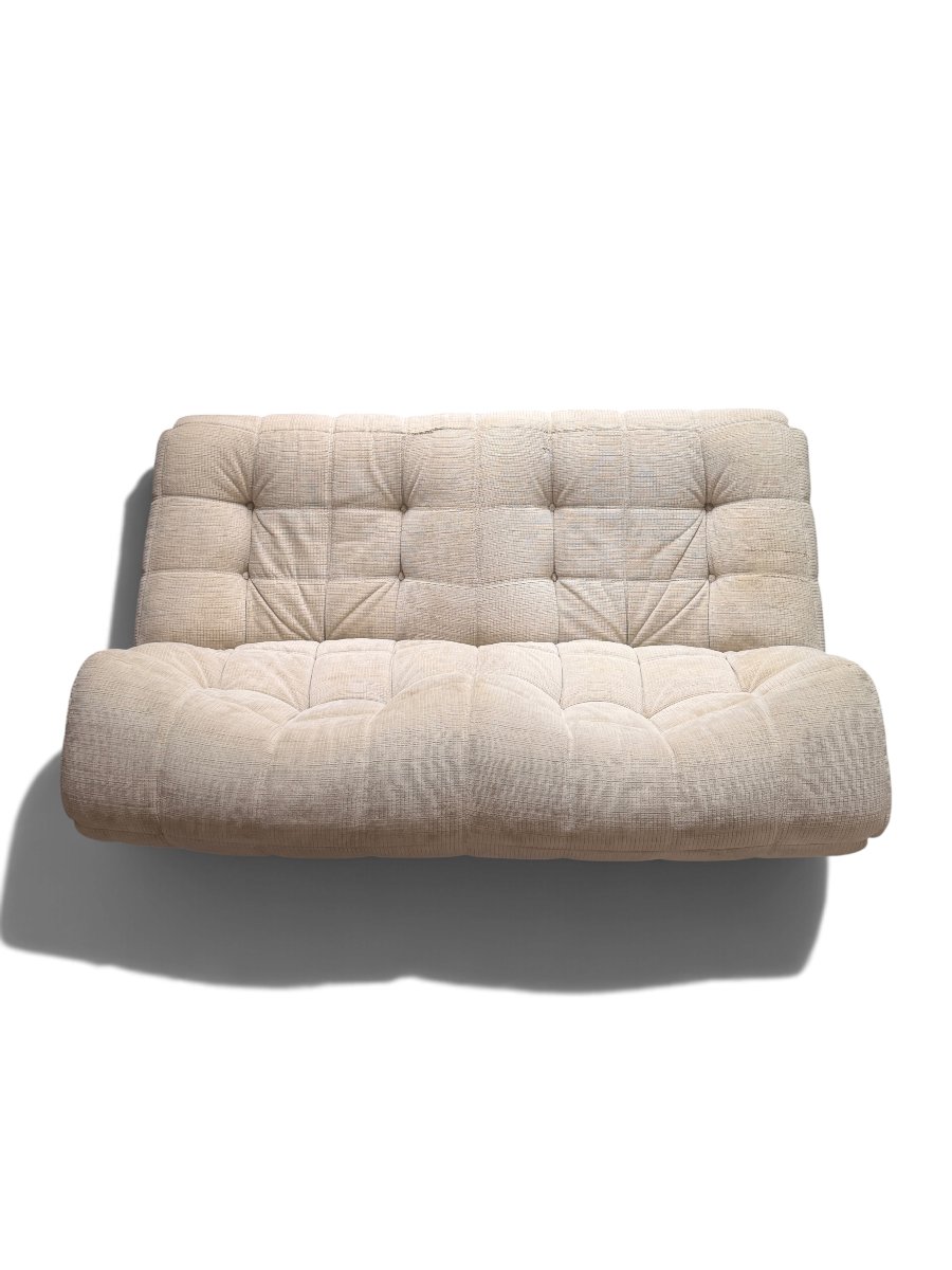 Canapé Kashima 2 places de Michel Ducaroy, velours écru, édition Ligne Roset-photo-4