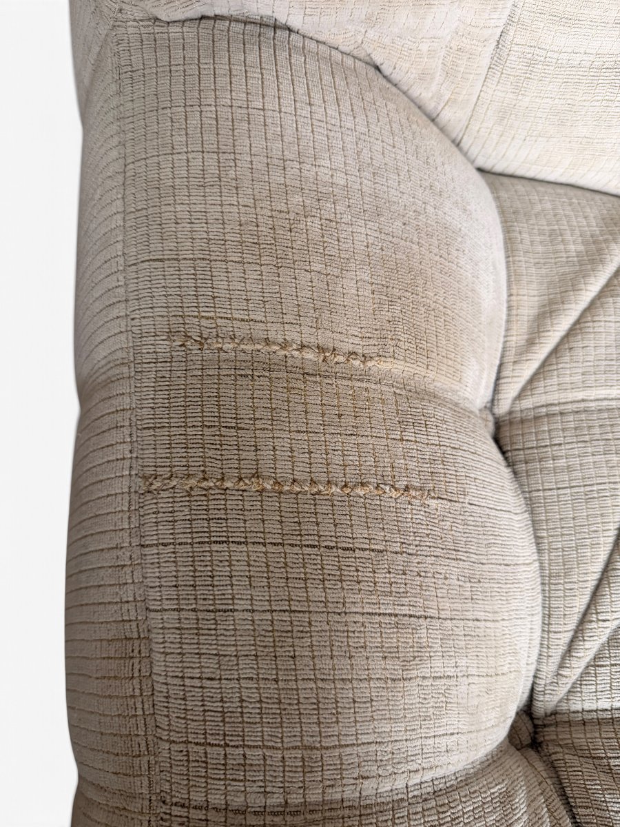 Canapé Kashima 2 places de Michel Ducaroy, velours écru, édition Ligne Roset-photo-8