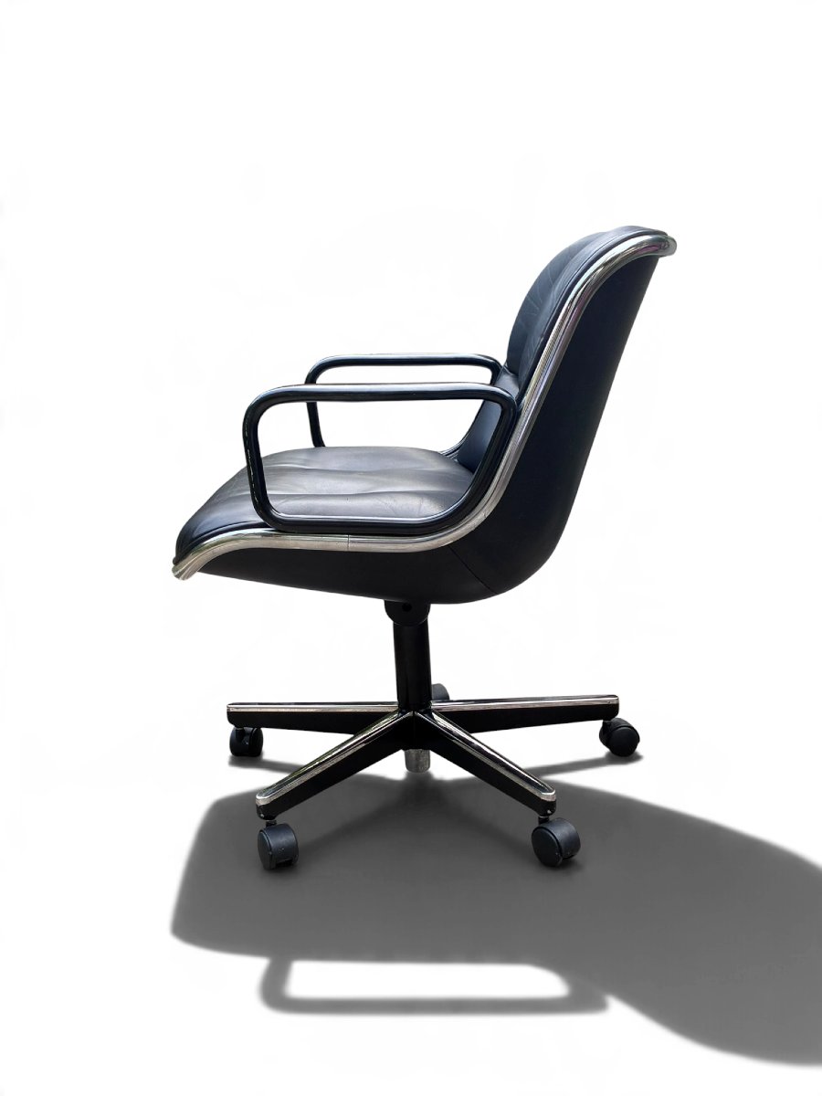 Executive Office Chair By Charles Pollock, Knoll, Black Leather-photo-2