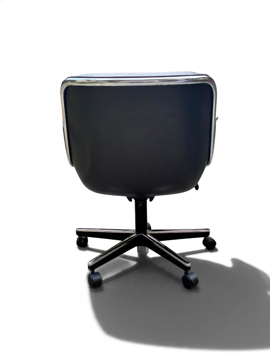 Executive Office Chair By Charles Pollock, Knoll, Black Leather-photo-1