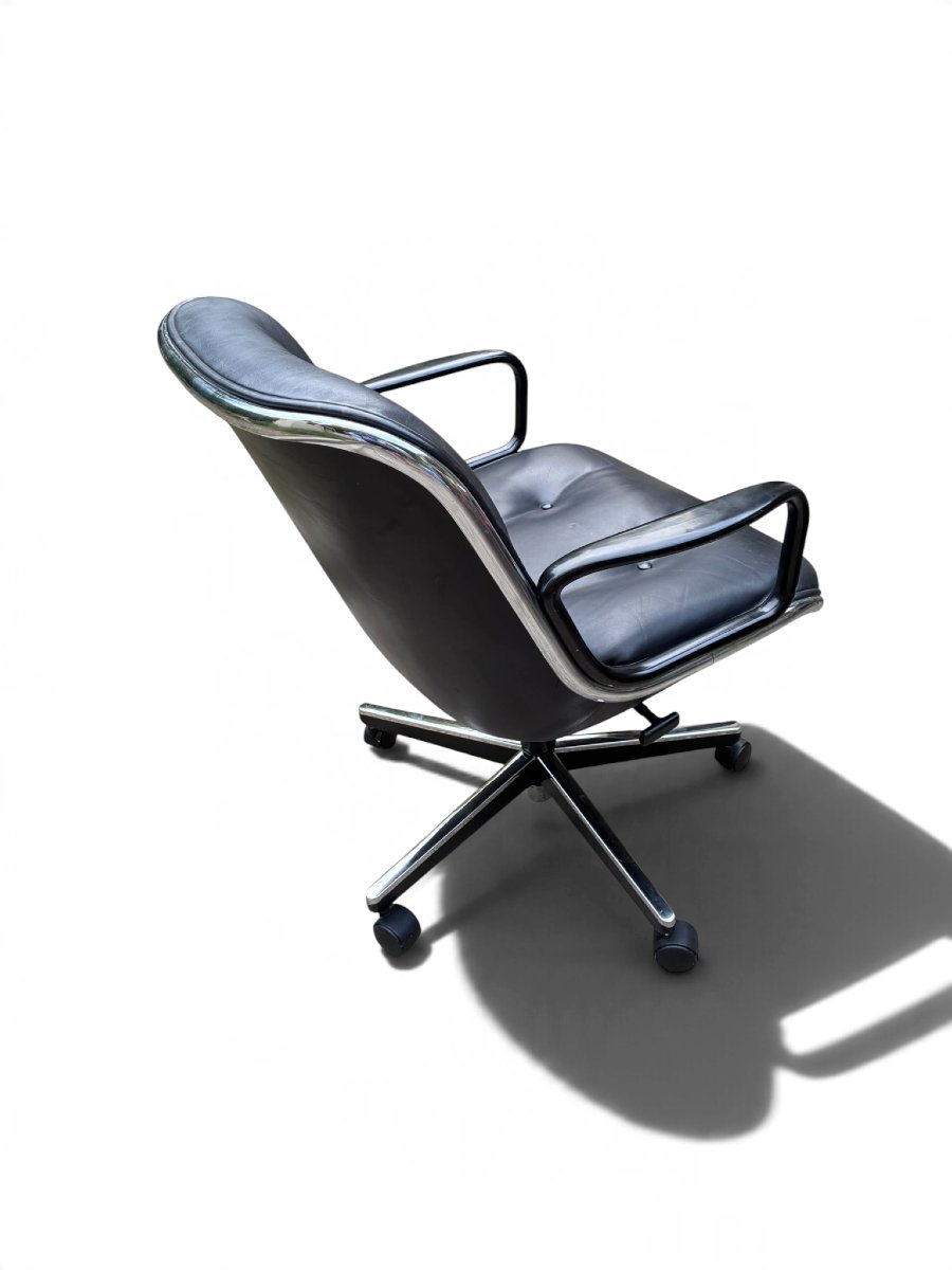 Executive Office Chair By Charles Pollock, Knoll, Black Leather-photo-3