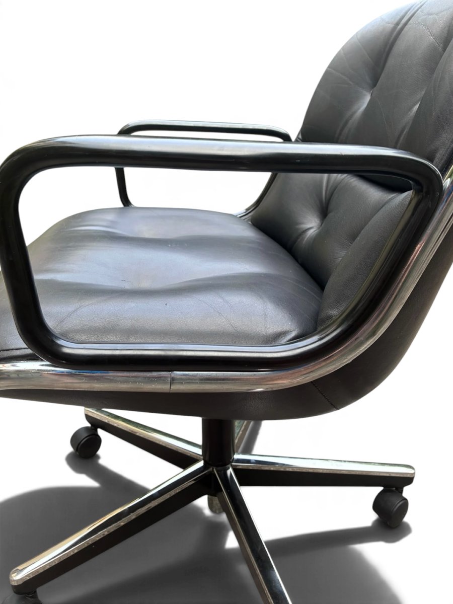 Executive Office Chair By Charles Pollock, Knoll, Black Leather-photo-5