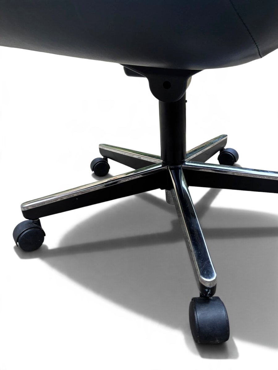 Executive Office Chair By Charles Pollock, Knoll, Black Leather-photo-6