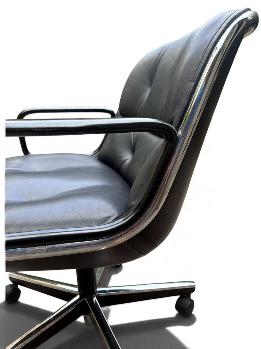 Executive Office Chair By Charles Pollock, Knoll, Black Leather-photo-7