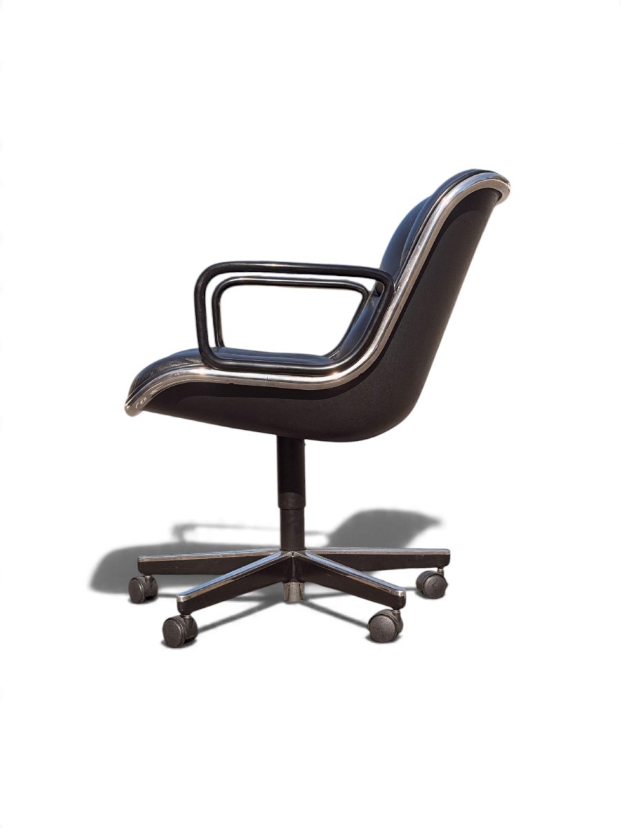 Fauteuil de bureau Executive de Charles Pollock pour Knoll, cuir noir-photo-2