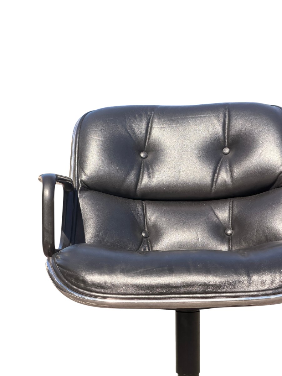 Fauteuil de bureau Executive de Charles Pollock pour Knoll, cuir noir-photo-2