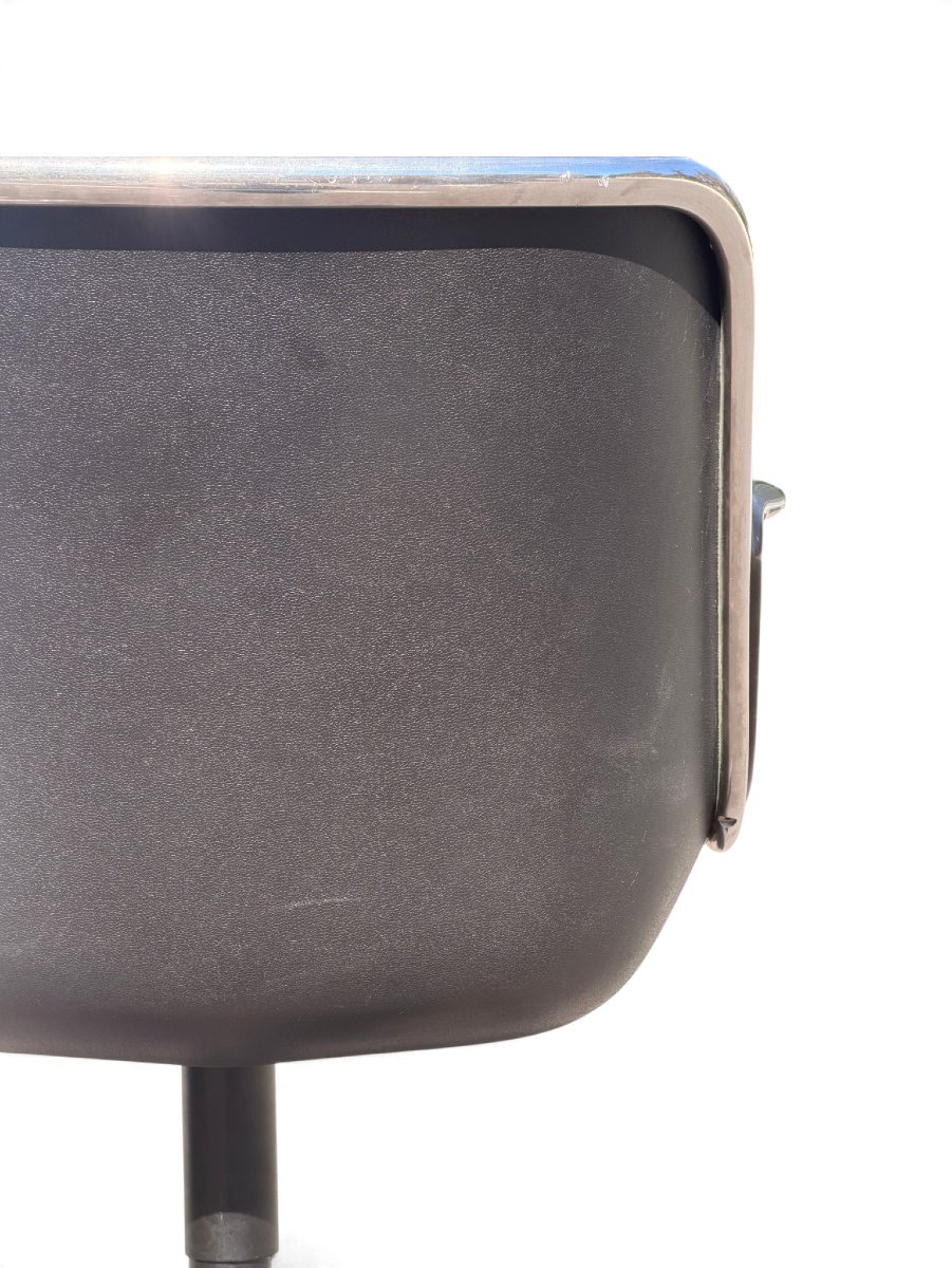 Fauteuil de bureau Executive de Charles Pollock pour Knoll, cuir noir-photo-3