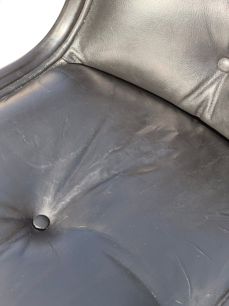 Fauteuil de bureau Executive de Charles Pollock pour Knoll, cuir noir-photo-6