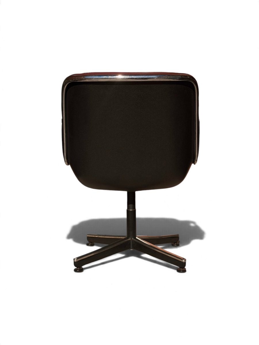 Executive Armchair By Charles Pollock For Knoll, Burgundy Leather And Chrome-photo-3