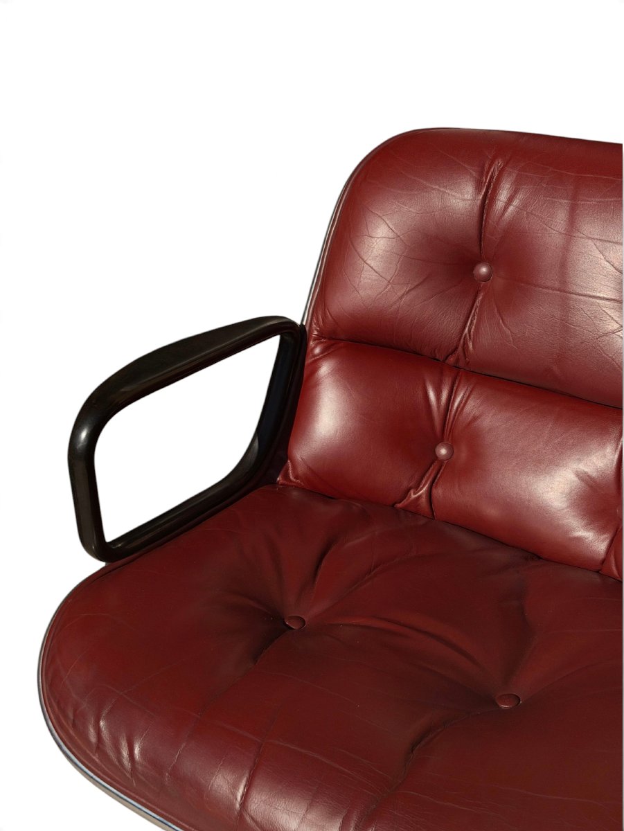 Executive Armchair By Charles Pollock For Knoll, Burgundy Leather And Chrome-photo-2