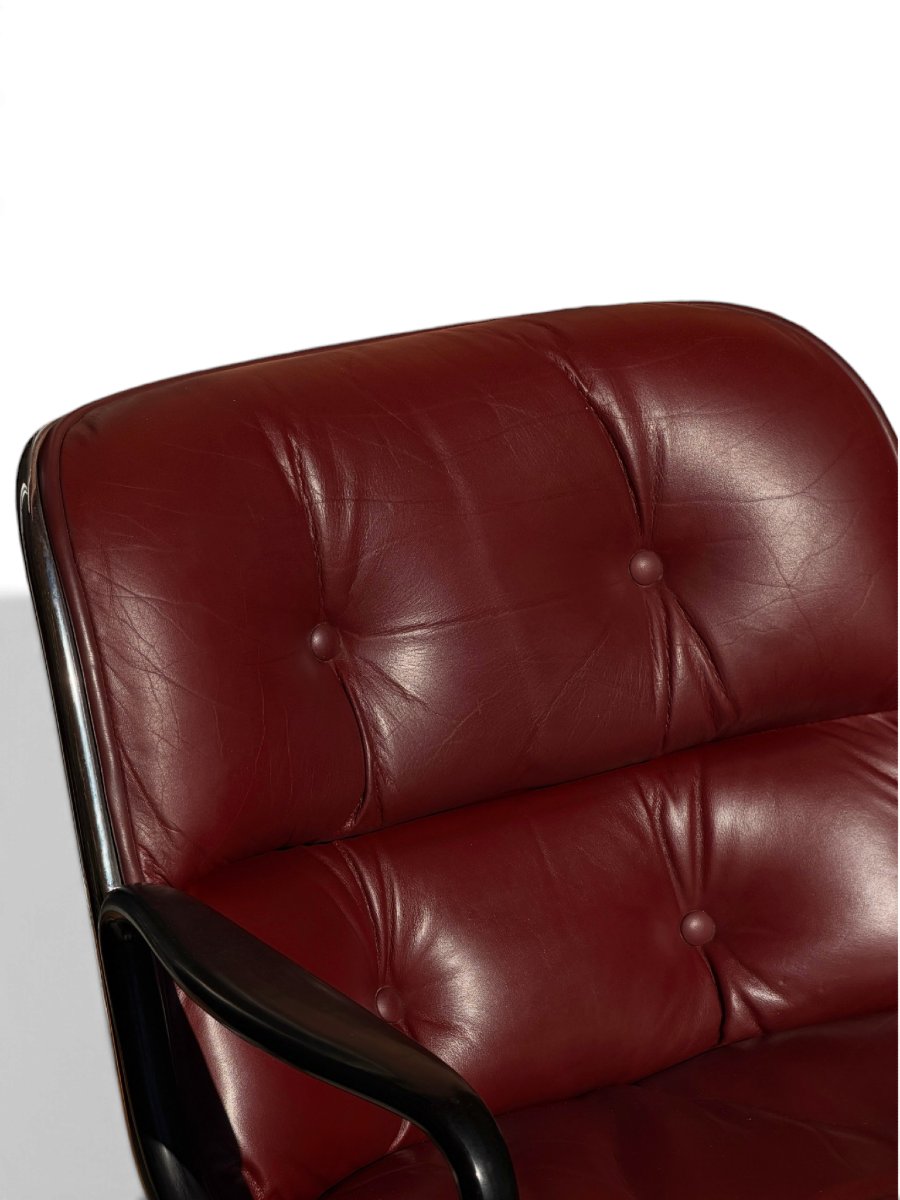 Executive Armchair By Charles Pollock For Knoll, Burgundy Leather And Chrome-photo-3
