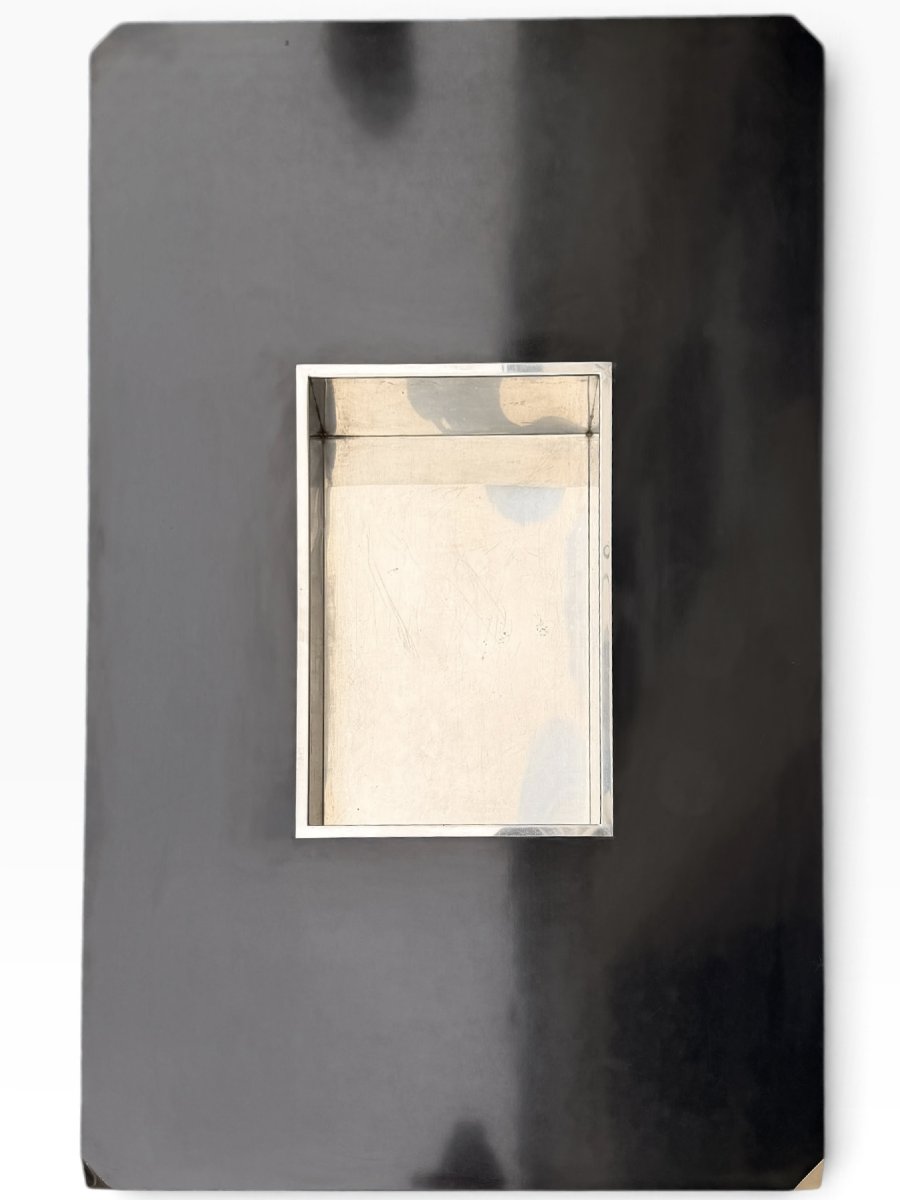 Table basse Alveo de Willy Rizzo, laque noire et acier, Mario Sabot, années 1970-photo-3