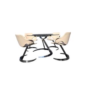 Spectacular Boris Tabacoff Mmm Table And 4 Chairs Set, Space Age Design, Circa 1970