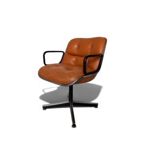 Fauteuil "Executive" par Charles Pollock pour Knoll, Cuir Camel