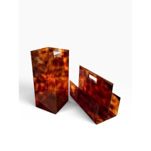 Magazine Rack And Umbrella Stand Attributed To Michel Dumas, Plexiglas, 1970