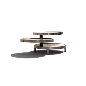Ivory-toned Coffee Table With Three Swiveling Trays, Maria Pergay, Circa 1970