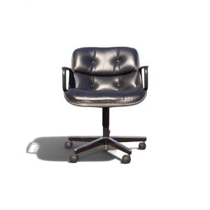 Fauteuil de bureau Executive de Charles Pollock pour Knoll, cuir noir