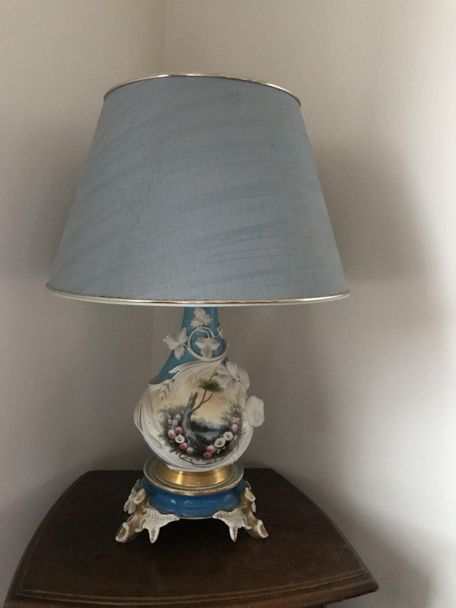 Porcelain Lamp Blue Shade