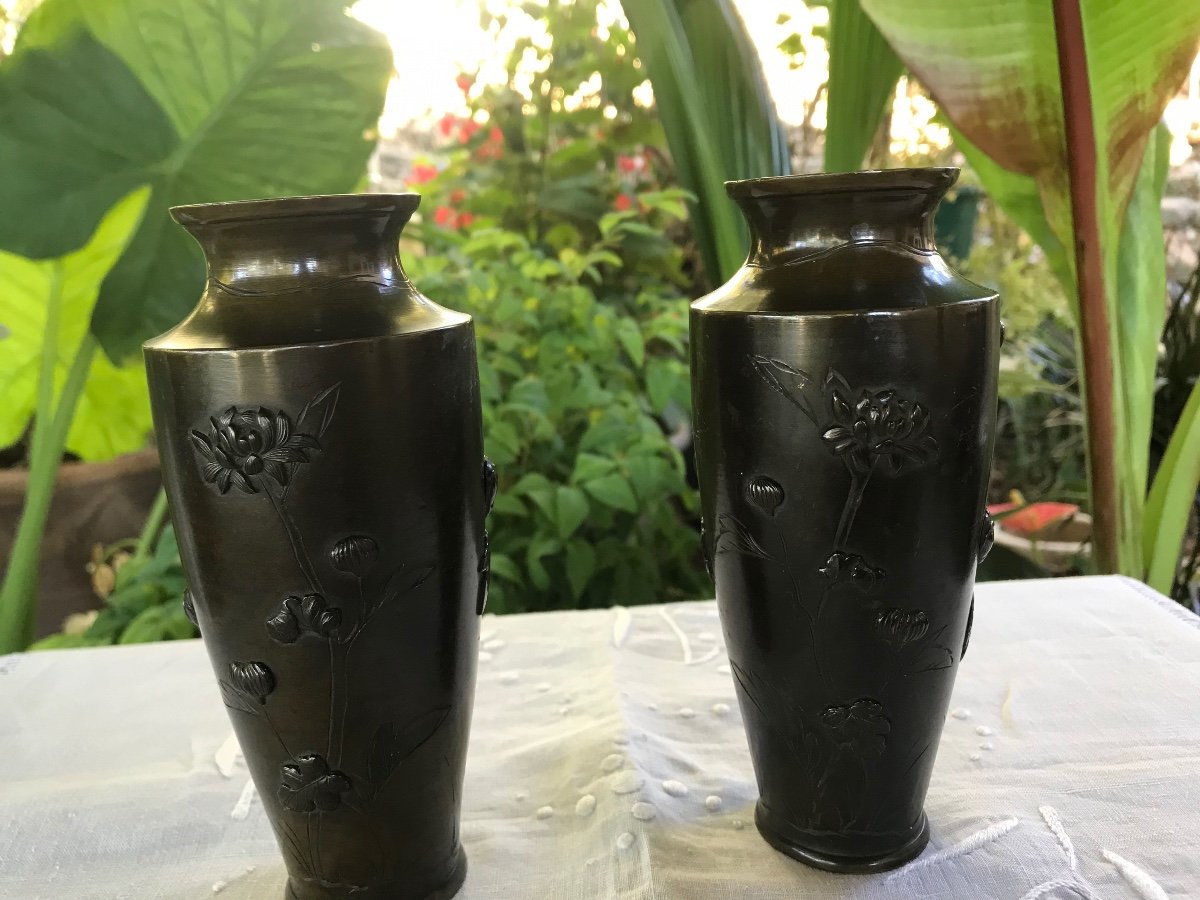 Paire De Petits Vases Asiatique -photo-1