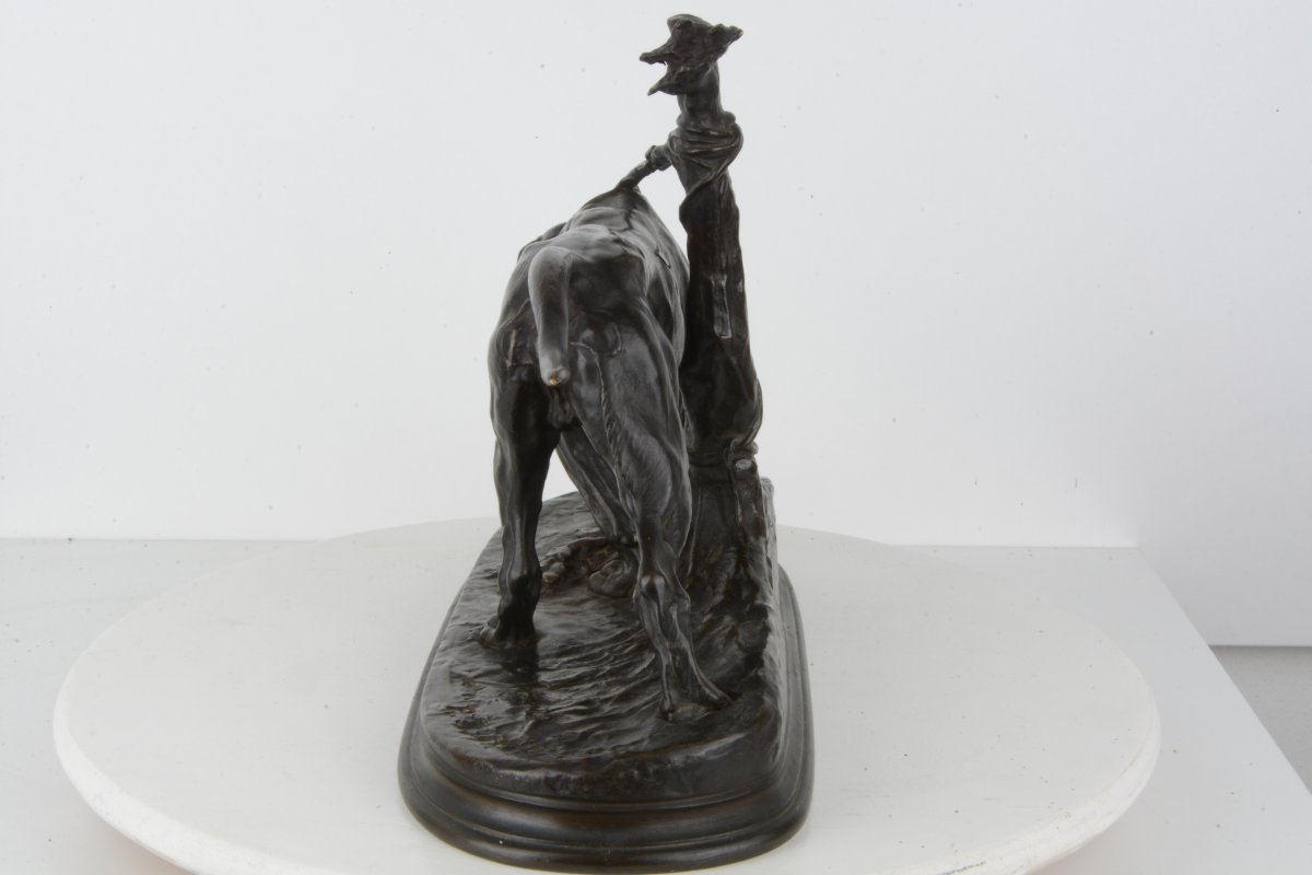 Chien limier à l'attache - Pierre-Jules MENE 1810-1879 Barbedienne-photo-3