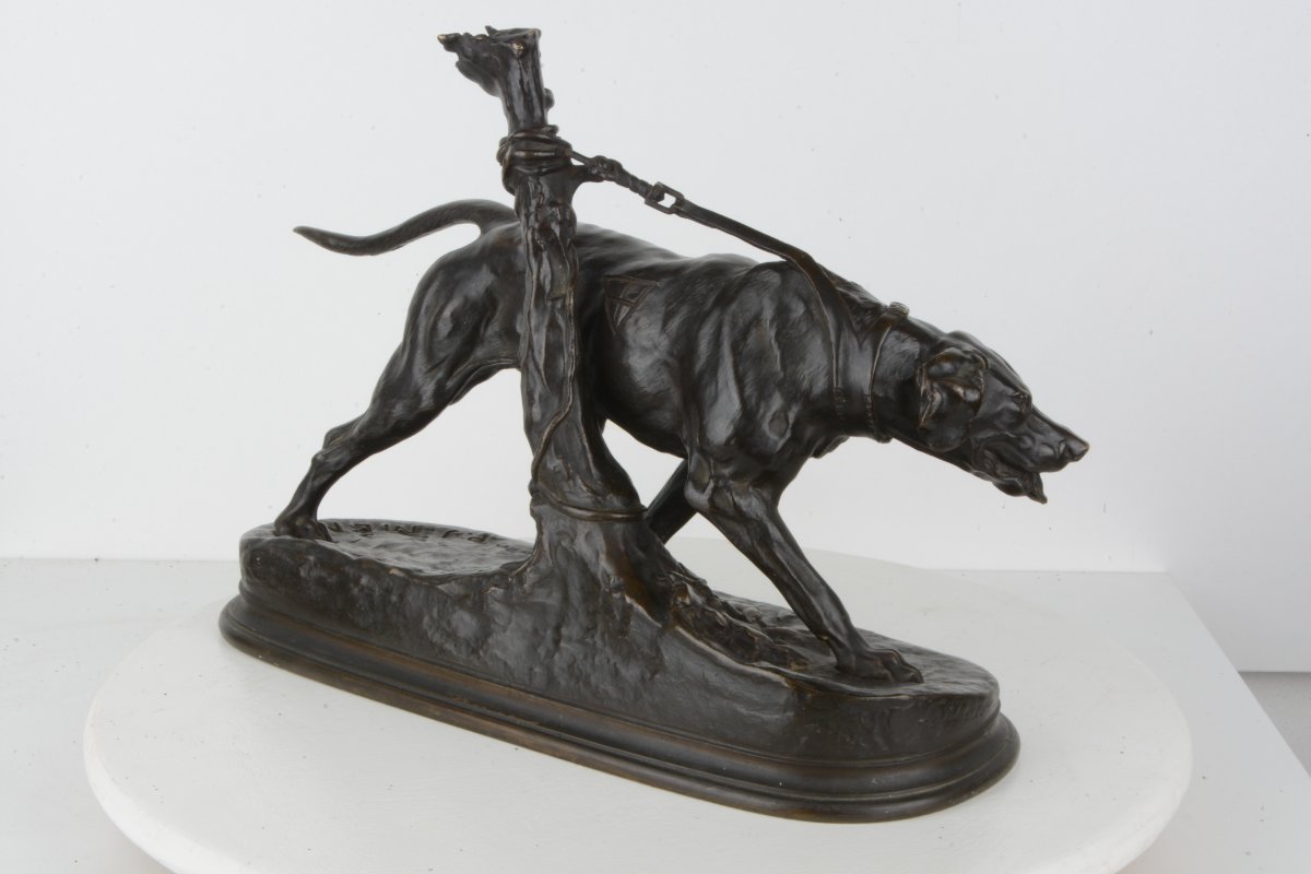 Chien limier à l'attache - Pierre-Jules MENE 1810-1879 Barbedienne-photo-1