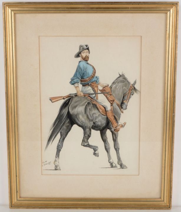 Mounted Kiwi Riffleman - E. Keller Early 20th Century-photo-4