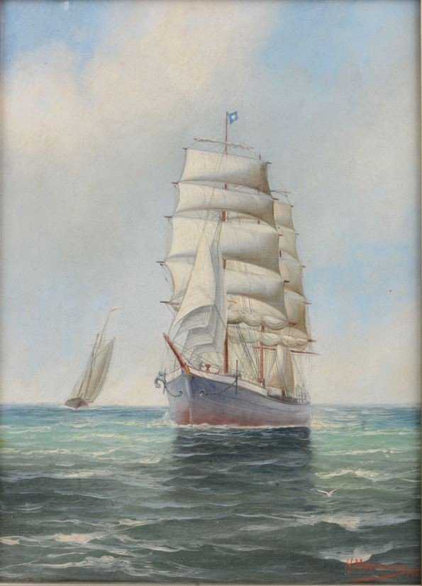 Three-masted Boat At The Papa Pavilion - Jh Mohrmann 1857-1916-photo-3