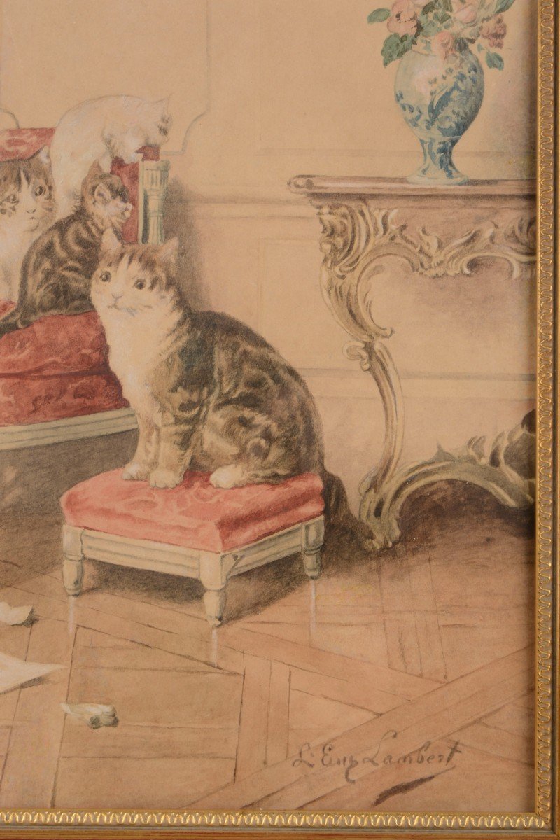 The Cats In The Salon - Louis Eugène Lambert 1825-1900-photo-3
